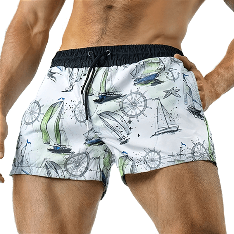 Men's lightweight quick-drying sports shorts with nautical design, perfect for active lifestyle and running, featuring SF1150 model.